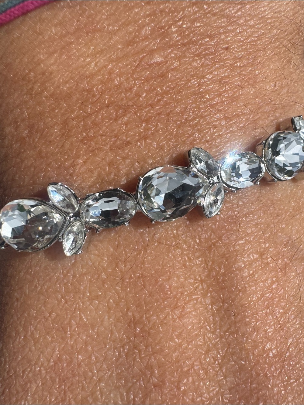 New Givenchy Clear Crystal Teardrop Bracelet with Silver Accents
